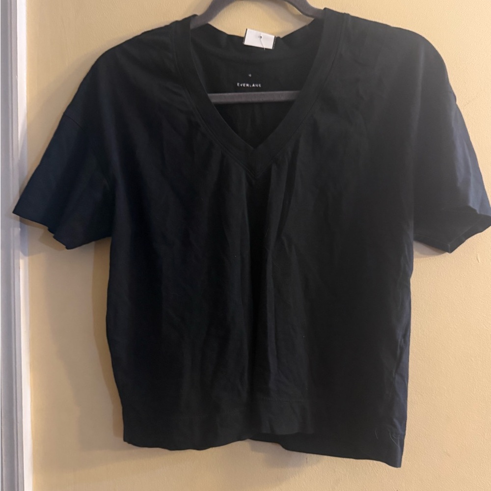 Everlane Black V-Neck T- shirt, XS